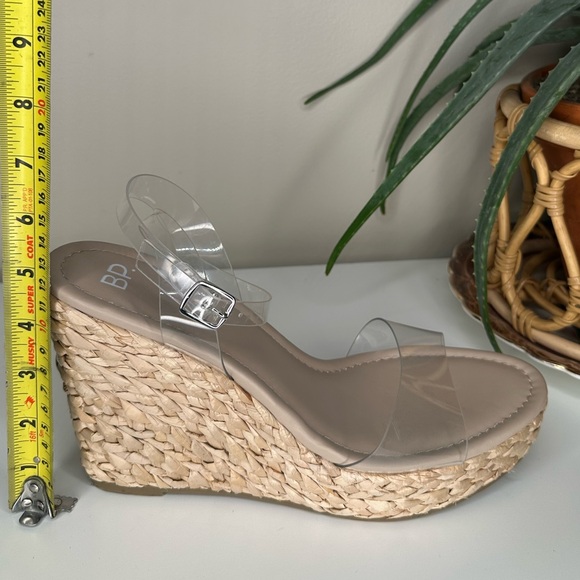 BP. Clear Strap Espadrille Wedge Sandals Size 10M Ankle Strap Platform Heels NWT - Picture 10 of 12